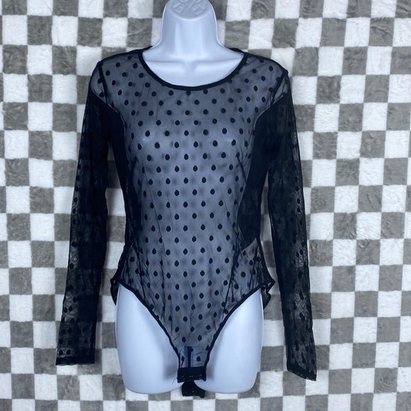 Sheer, black polkadot, bodysuit medium Kate Young for target - Picture 3 of 5
